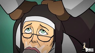 A Rude Nun And A Mild Mannered Milf Get Stretched By BBC