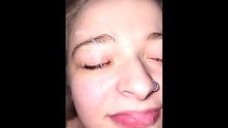 Amateur Slut Gets A Facial From BBC It Gets In Her Eyes!!!