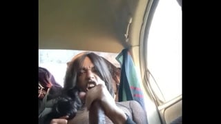 Extremely Horny Public Trans Slut Stroking Her BBC