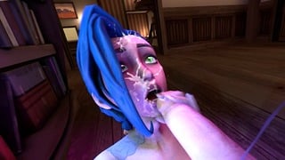 Jinx Arcane Gagging In Public Horny Teenager Deepthroat Elsa’s BBC Swallow The Cum