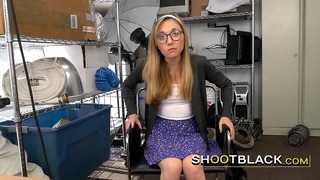 Nerdy Blonde Gags Deep On The Agent’s BBC Before The Banging