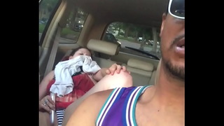 Opal May Dildoing In Backseat Of Car While BBC Friend Drives