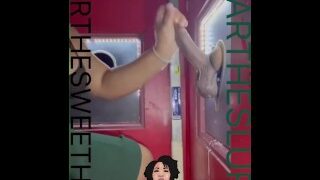 Solar The Slurper Gives Sloppy Blowjob To BBC At The Gloryhole Wall