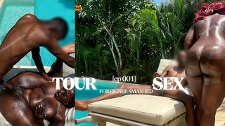 BIG ASS BRAZILIAN FOREIGNER FUCKED BY A TOUR BOY BBC AT A PUBLIC POOL
