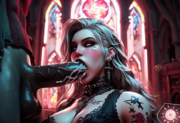 Gangbang with Vampire Woman, Gothic Sex, Mating, Double Blowjob, Group Sex BBC, Anal Fuck, Slave Hardcore Sex Fantasy Castle