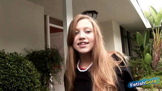 Petite blonde gets pussy destroyed by BBC in her first porn movie