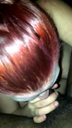 Sexy redhead gives blowjob to BBC